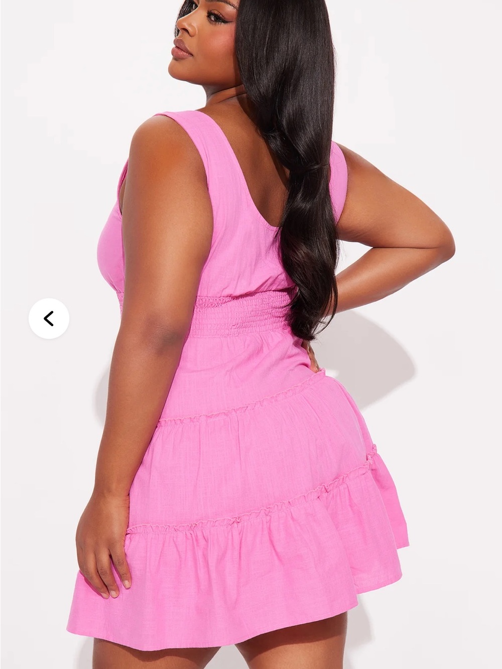 Fashion Novs Pink LinenTiered Button Front Mini Dress Size 1X New! - Picture 6 of 8